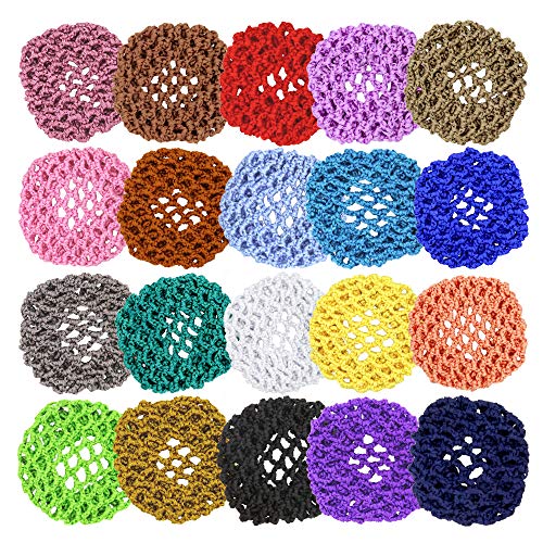 ZDFSACC 20Pcs Snood Hair Net,Women Handmade Knit Mesh Fabric,Girl hair Accessories For Ballet Dance Skating