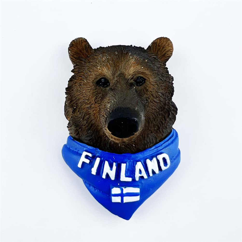 Magnete Frigo Finlandia Con Testa D'Orso 3D: Souvenir Di Viaggio Originale! Decorazione Casa In Resina, Dimensioni Mini 6x4 Cm
