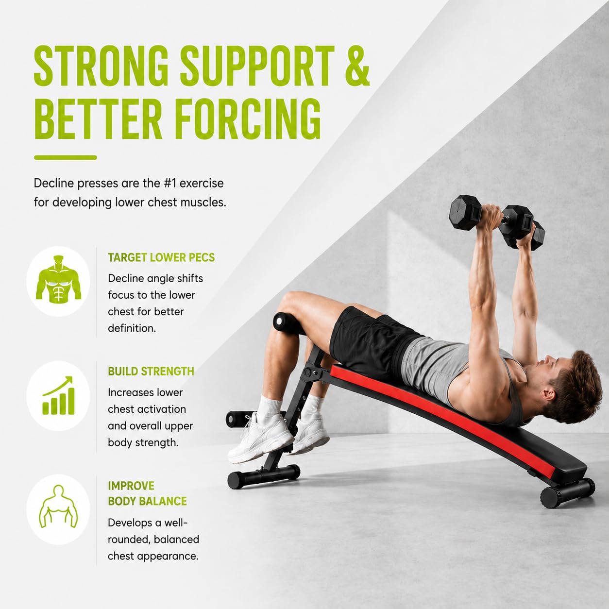 Adjustable Decline Ab Bench Foldable Sit Up Bench for Home Gym Core Training 440 lb Capacity