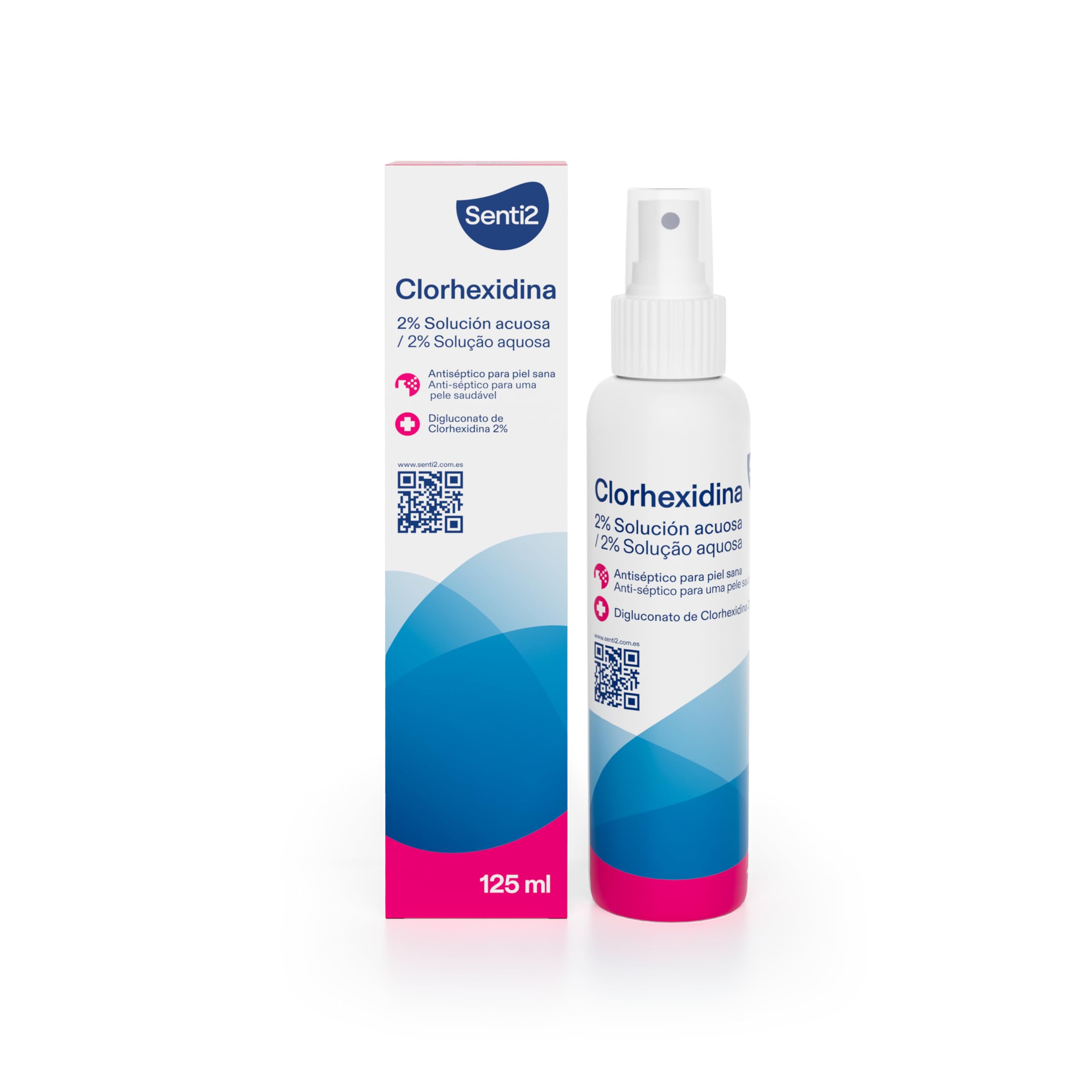 Senti2 Chlorhexidin Antiseptische Lösung für Haut, 2% Chlorhexidindigluconat, wässrige Lösung, 125 ml