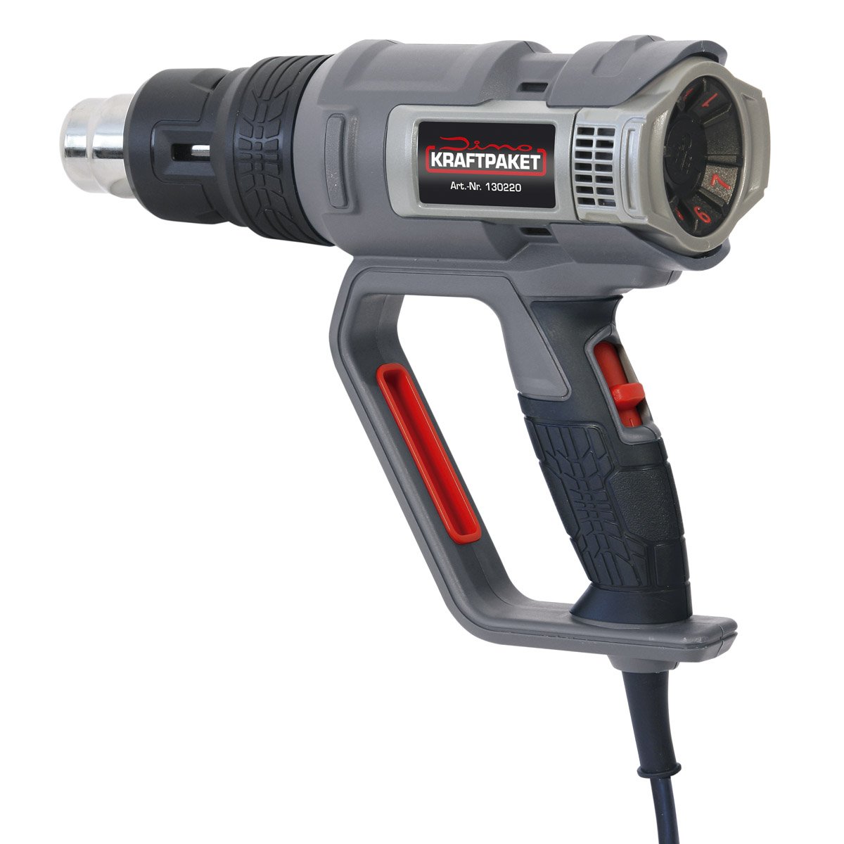 Dino KRAFTPAKET DIY Pistola de Aire Caliente 2000W (10 (3+7) ajustes de Temperatura: 50-600°C, Aire: 250-500L/min) Pistola de Calor con maletin de plastico, Accesorios, DIY