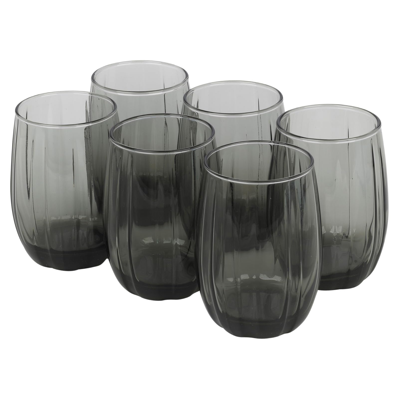 Queensway Home & Dining 6-Piece Coloured Glass Tumbler Set - Stylish, Durable Drinkware for Cocktails, Juices & Everyday Use - 240ml Dark Grey Dishwasher Safe Glasses
