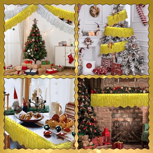 Image of LOLStar Gold Foil Fringe Tinsel Garland, Tinsel Streamers Banner, 6 Pack | 60Ft Tinsel Streamers, Shiny Gold Tinsel Fringe Banners for Wedding, Birthday, Anniversary, Christmas, New Year Party Decor