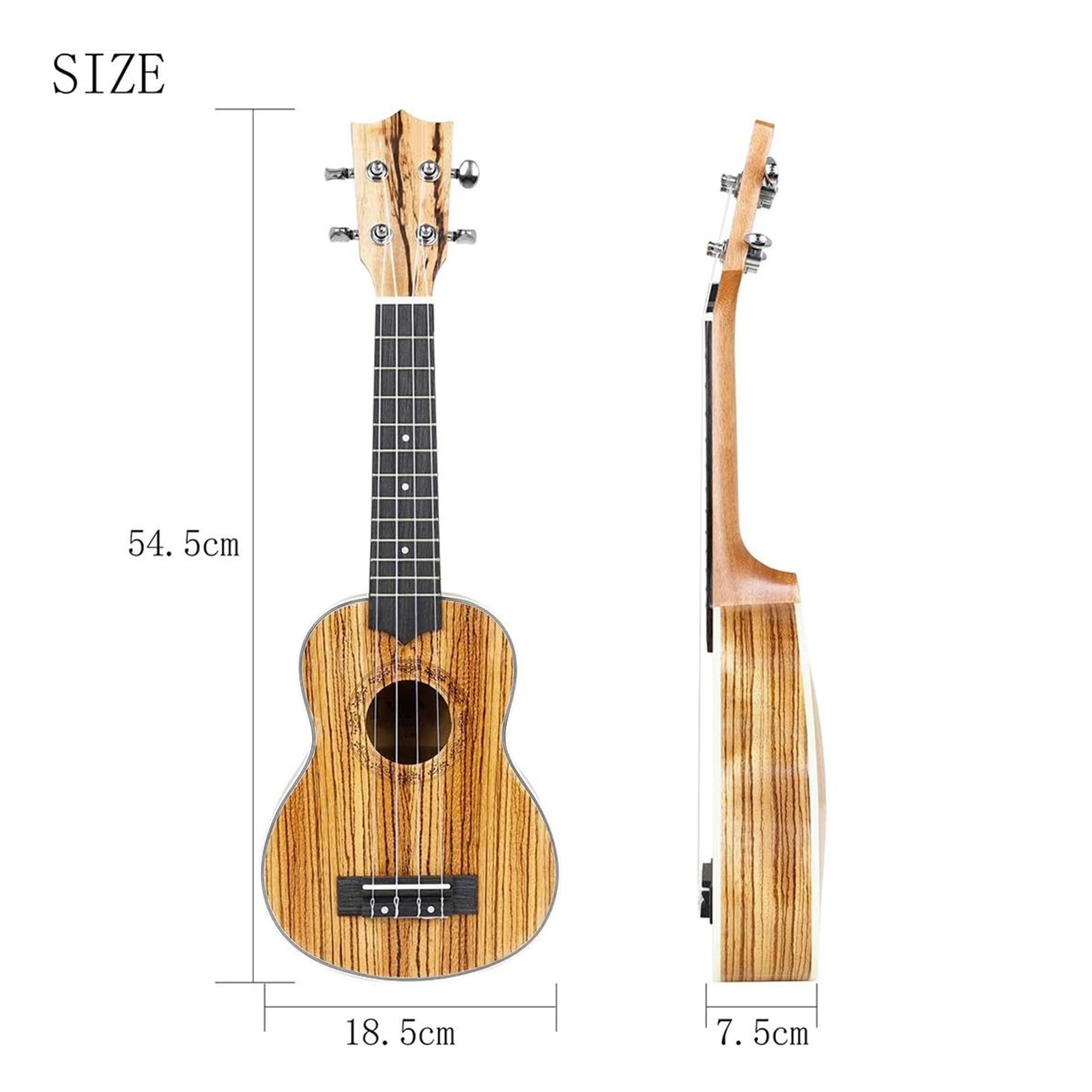 Ukulele 21/24 Oder 26 Zoll Zebrawood Und Ebenholz Minigitarre 4 Saiten Zupfinstrument Ukulele