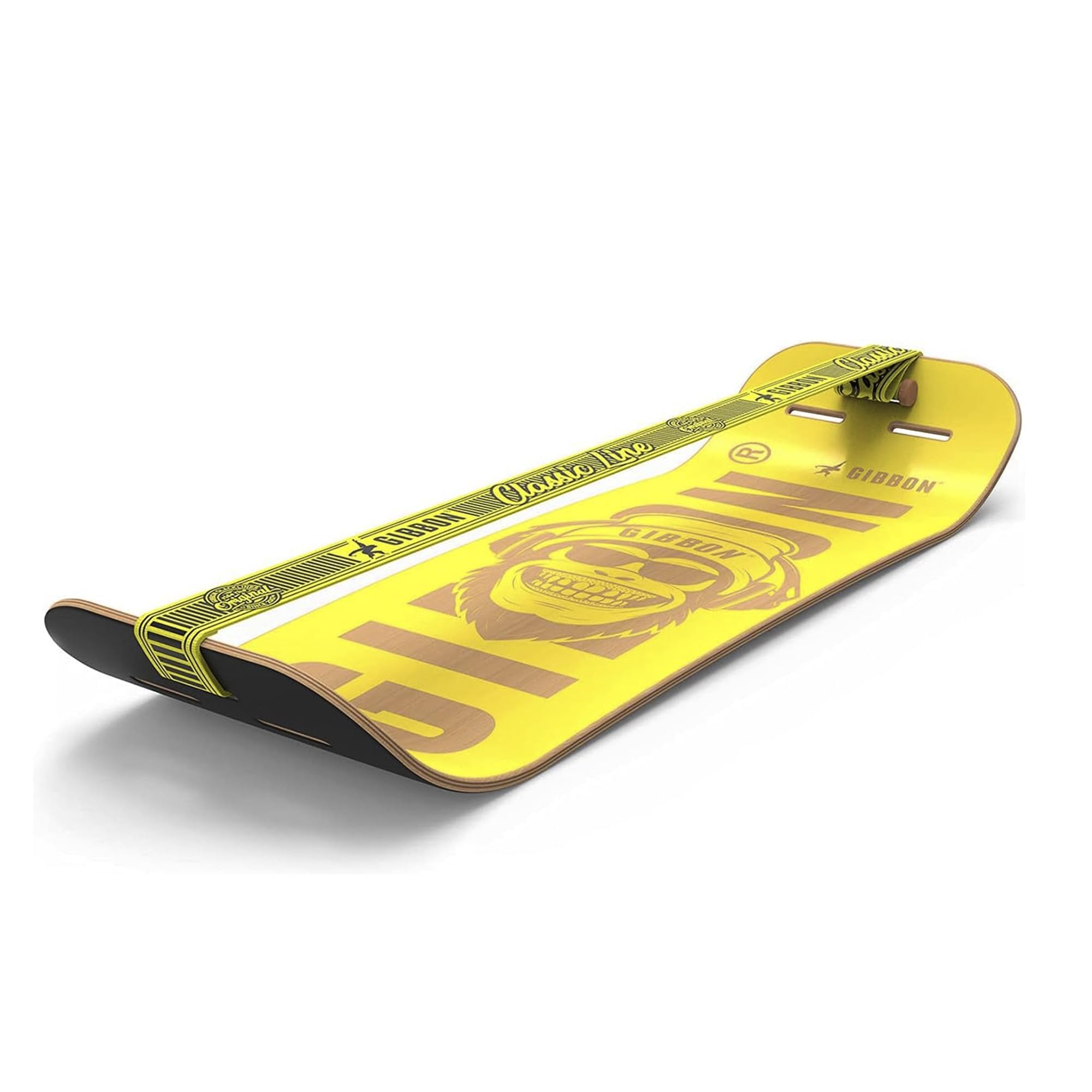 Gibbon Slacklines Board Set Bonzo Classic - Slackline Intérieure Autoportante pour Fitness et Équilibre - Planche en Bois Durable avec Sangle ClassicLine - 106 cm