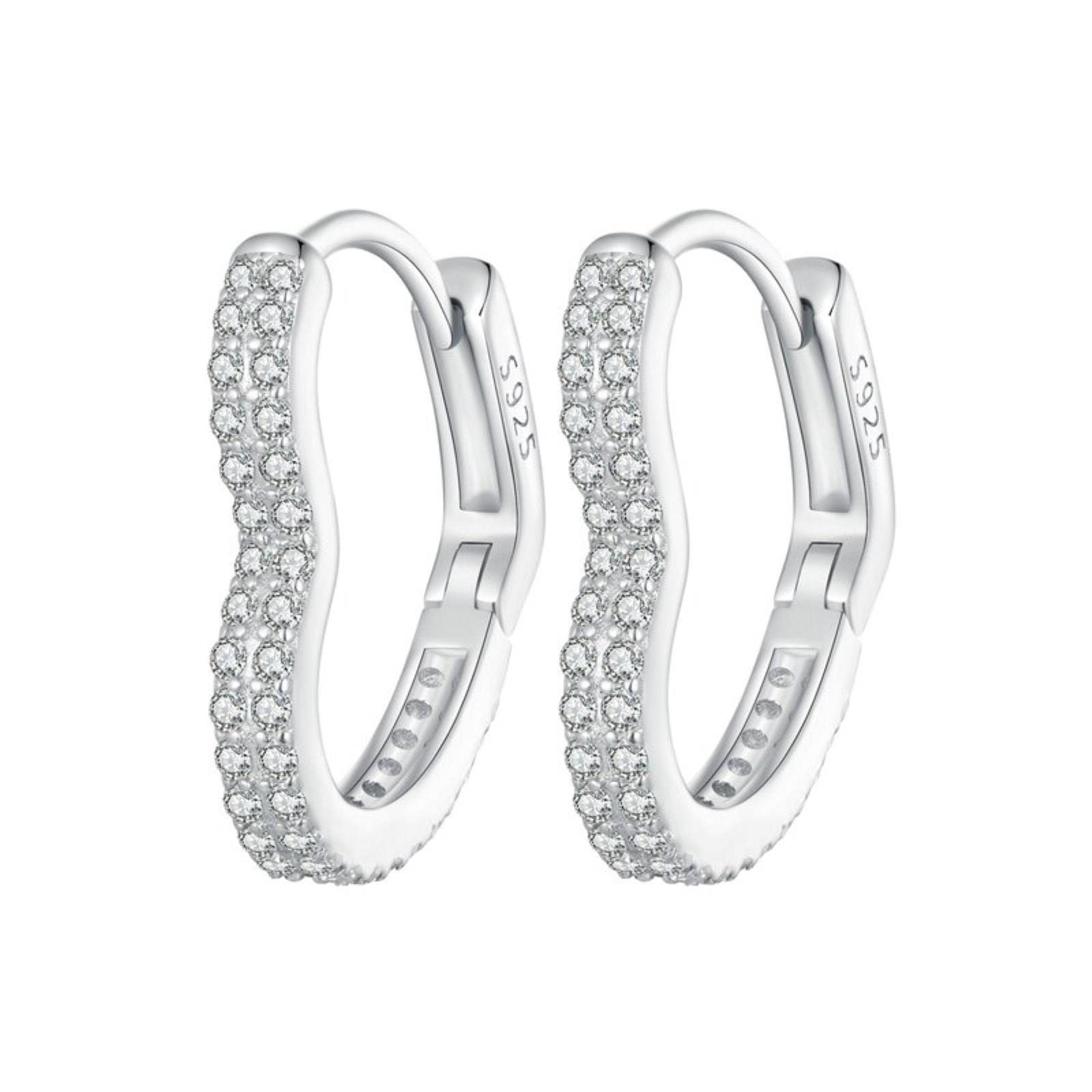 JFGCTYHXY Earrings, 925 Sterling Silver Heart-shaped Ear Buckles Love Hoop s Pave Setting Cz For Women Fine Jewelry Gift