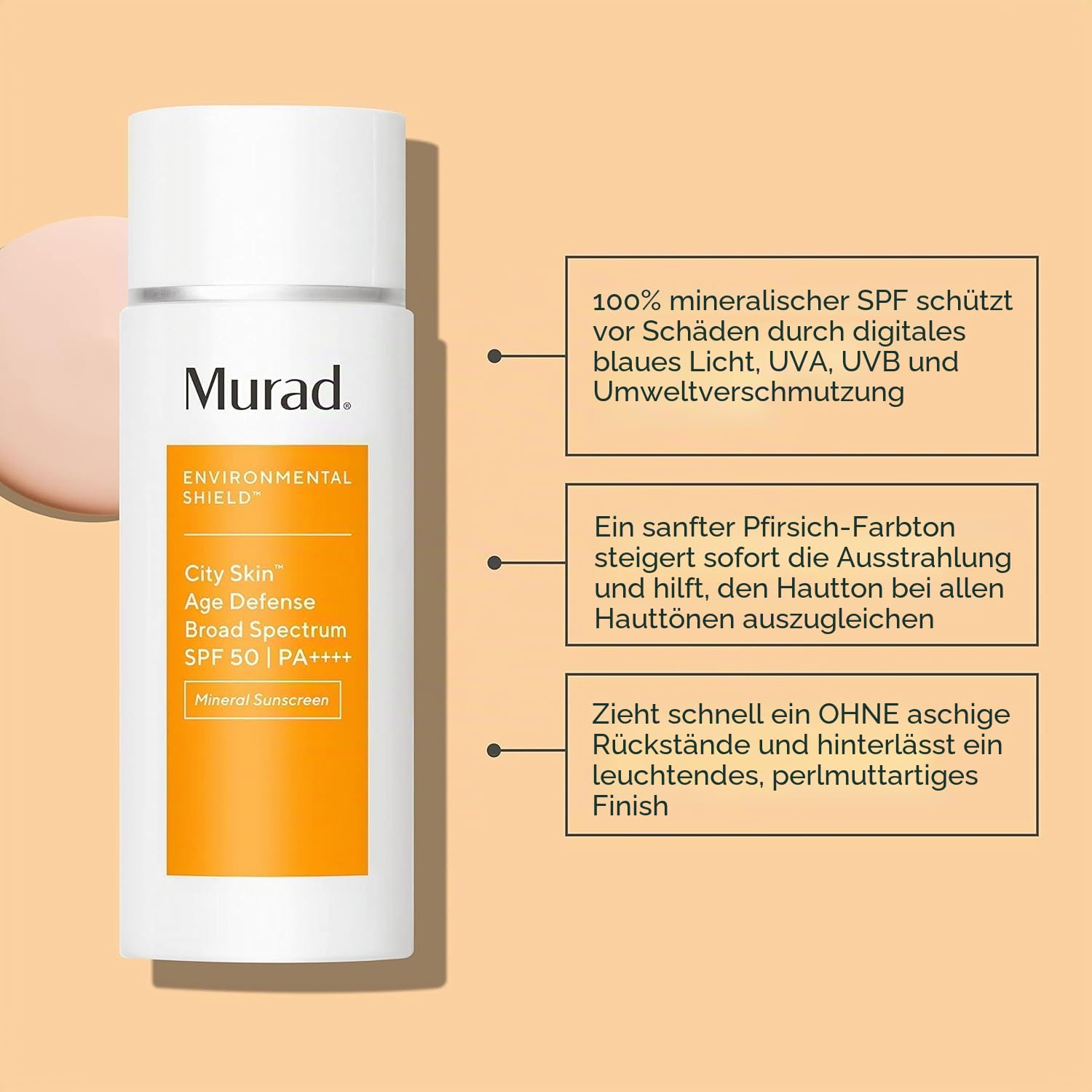 Murad Environmental Shield City Skin Age Defense Breites Spektrum LSF 50–100% Mineral-Sonnenschutz – Blaulichtabwehr – LSF 50 Umweltschutz-Sonnenschutz – leichter Sonnenschutz für Gesicht
