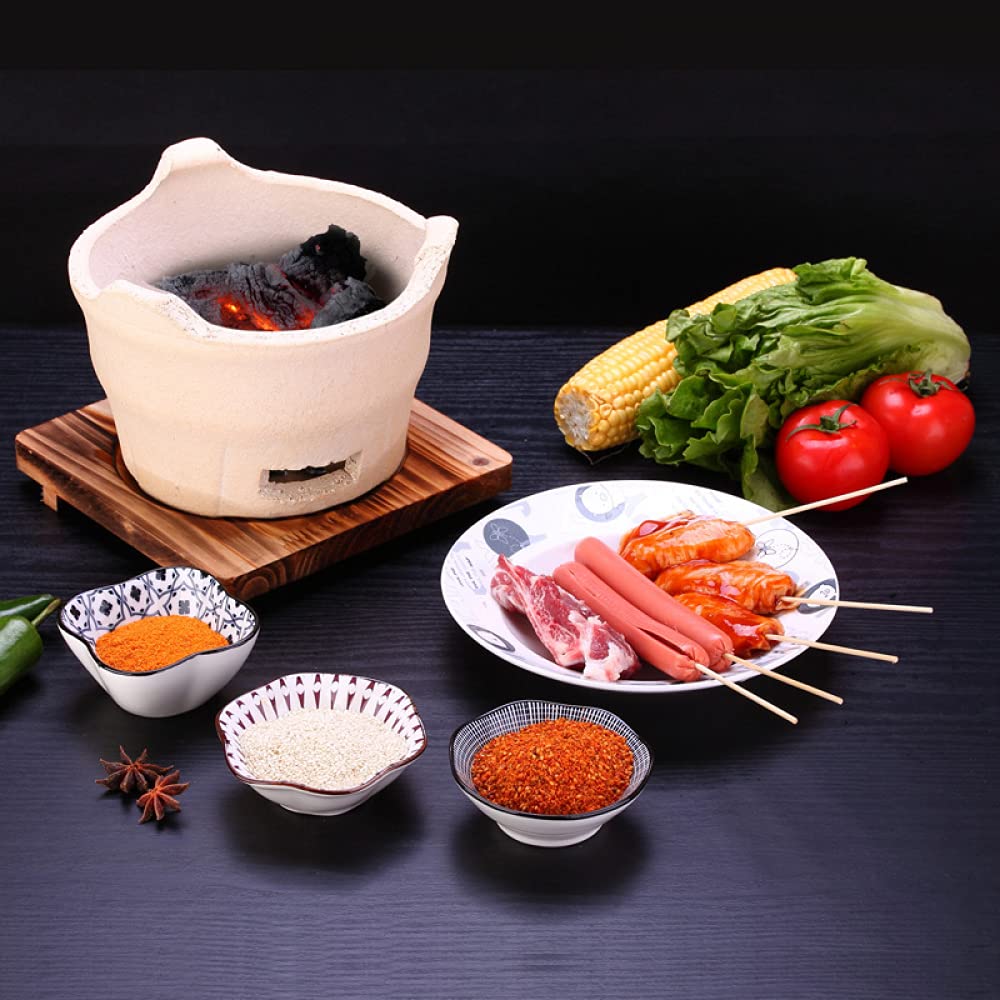 Griglia per Barbecue a Carbone Ceramica Griglia per Barbecue Coreana Griglia da Tavolo Portatile in Rete in Acciaio Inossidabile per Campeggio Famiglia all'aperto-19 * 19 * 12.5cm