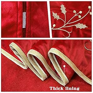 Christmas Tree Skirt, 60 Inch Red Christmas Tree, Large Rustic Velvet Fur Plush Tree Skirts, Xmas Tree Skirts with Gold Embroidered Holly Leaf for Christmas Tree Decorations Christmas Tree Skirt 60 Inch Red Christmas Tree Large Rustic Velvet Fur Plush Tree Skirts Xmas Tree Skirts with Gold Embroidered Holly Leaf for Christmas Tree Decorations
