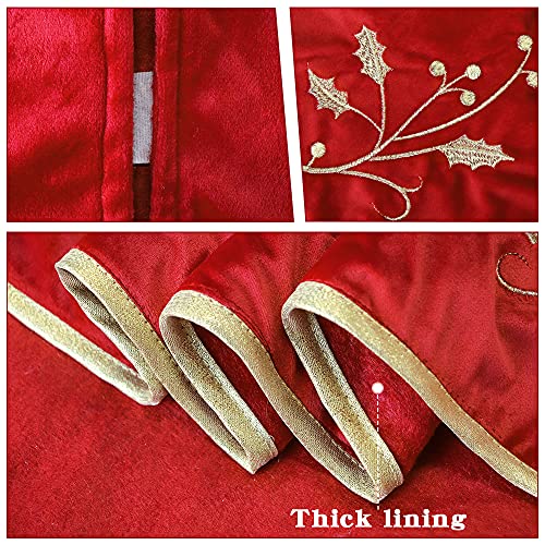 Christmas-Tree-Skirt-60-Inch-Red-Christmas-Tree-Large-Rustic-Velvet-Fur-Plush-Tree-Skirts-Xmas-Tree-Skirts-with-Gold-Embroidered-Holly-Leaf-for-Christmas-Tree-Decorations Christmas Tree Skirt 60 Inch Red Christmas Tree Large Rustic Velvet Fur Plush Tree Skirts Xmas Tree Skirts with Gold Embroidered Holly Leaf for Christmas Tree Decorations