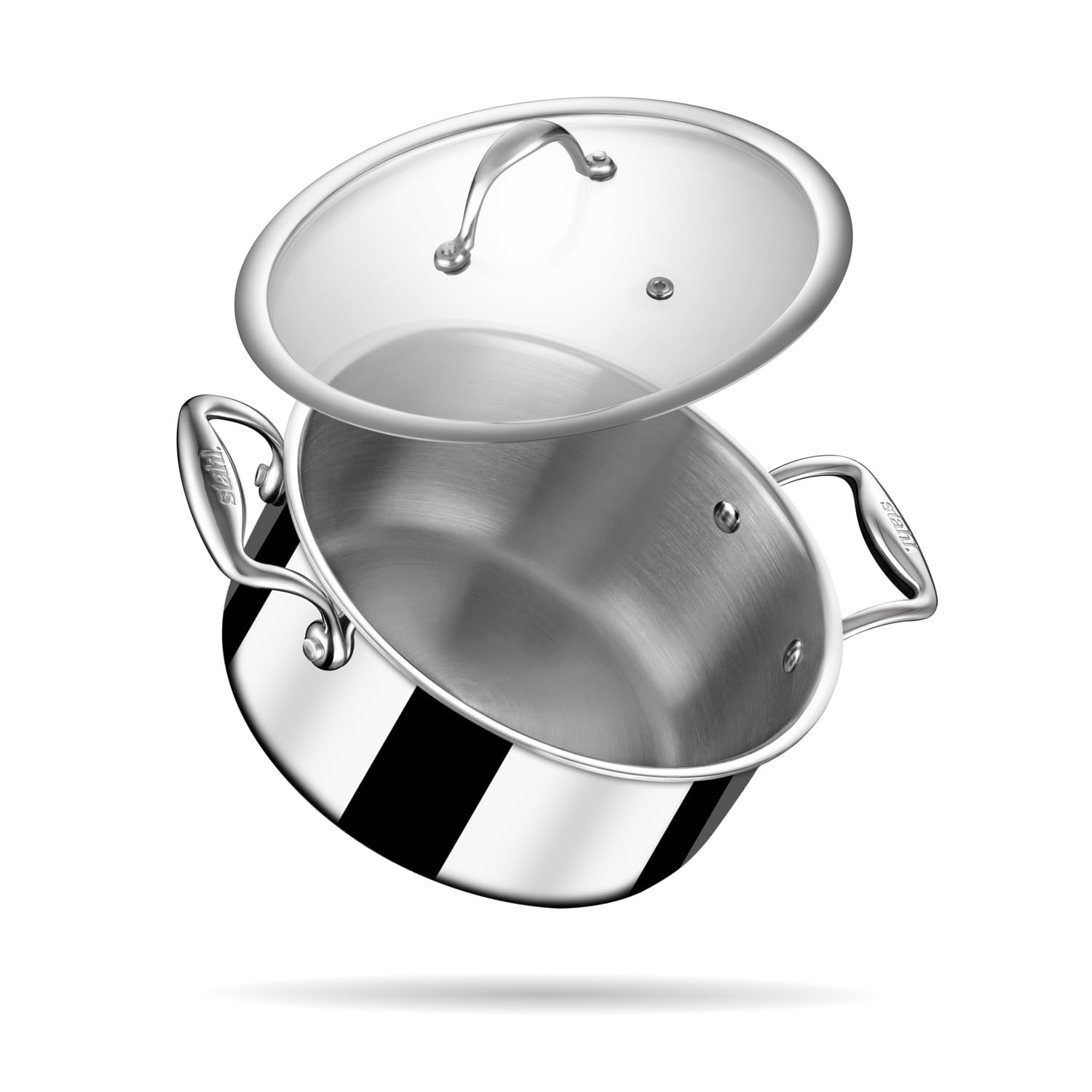 stahlTriply Stainless Steel Sauce Pot with Lid | Stainless Steel Casserole | Tri Ply Biryani Pot with Induction Base | Artisan 4118, Dia 18 cm, 2 L (Serves 3 People)