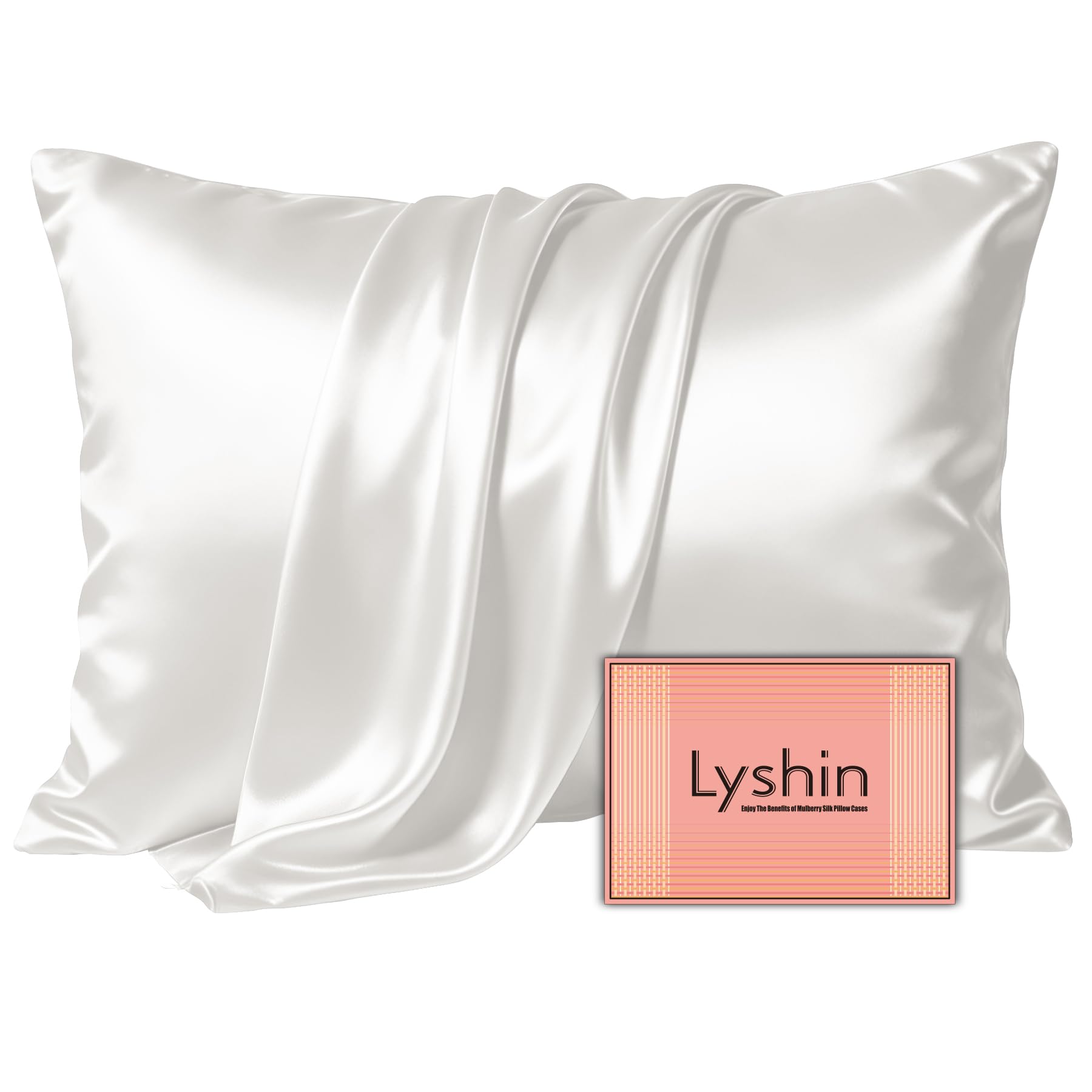 LYSHIN Silk Pillow Cases King Size with Hidden Zipper, Ivory