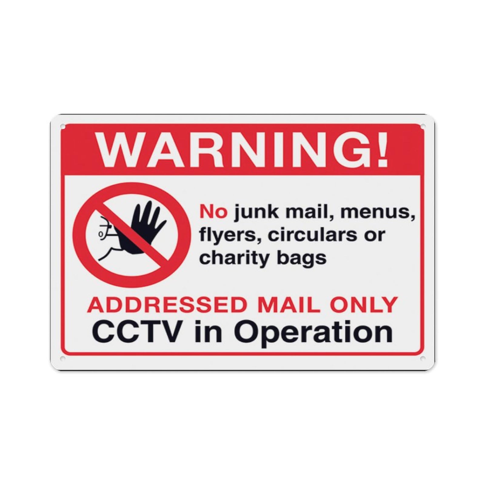 peiyeety Warning!...Addressed Mail Only, Cctv In Operation Aluminum Tin Warning Signs For Home Outdoor Garden 12X16 Inches