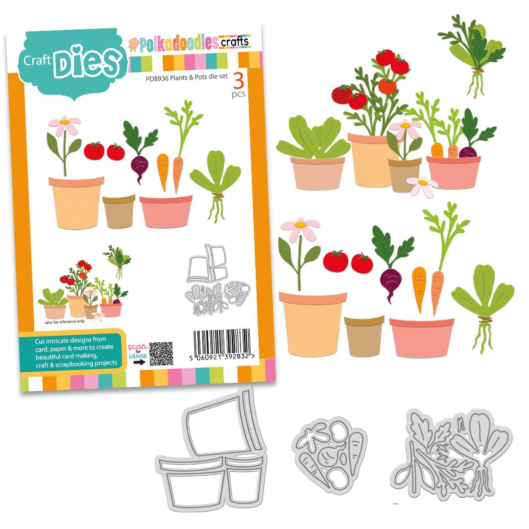 Polkadoodles Plants and Pots Dies for Card Making, Craft Supplies, Scrapbooking, Mixed Media, PD8936