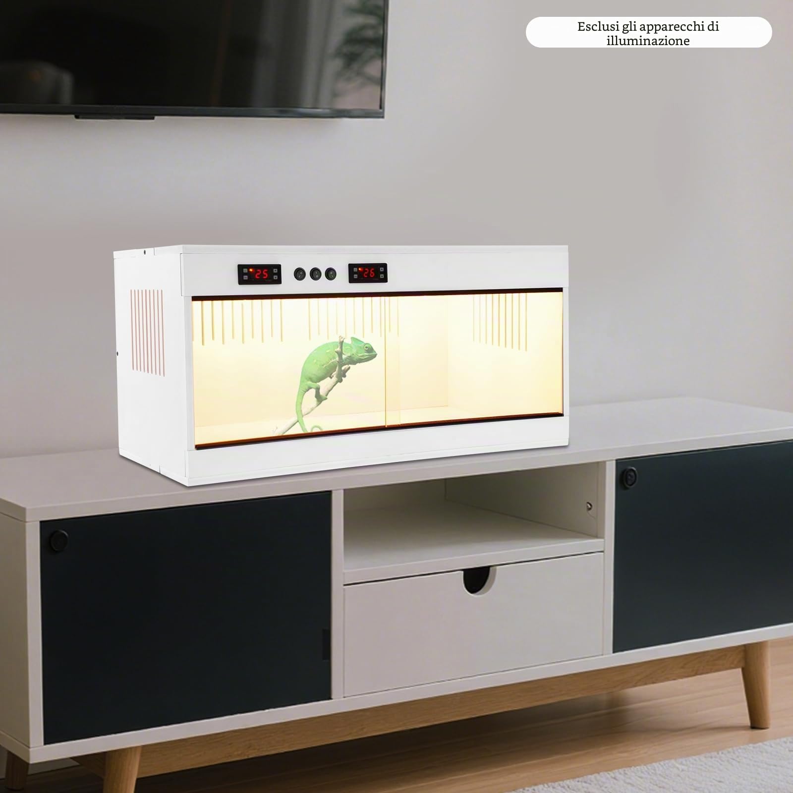 Contenitore per terrario rettile, 80 x 40 x 40 cm, con igrometro di temperatura, anfibi aracnidi, scatola di allevamento per rettili