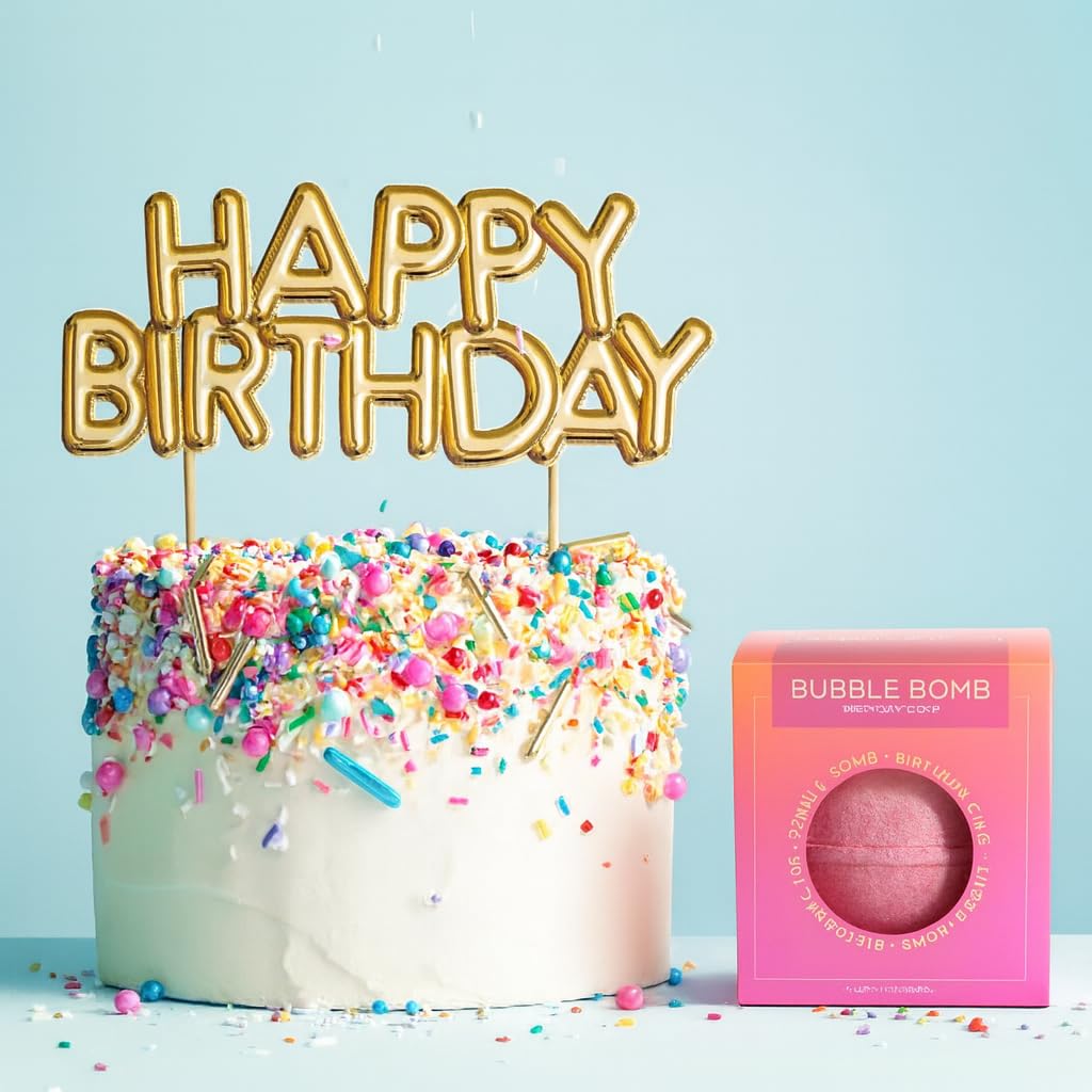 Birthday Cake Bath Bombs for Women, Girls & Kids - Relaxing Pink Bubble Bath Bomb for Mothers Day Gifts - Incredible Scent, Made in USA, Won't Stain Tub - Gift Set & Personal Must Have by Two Sisters