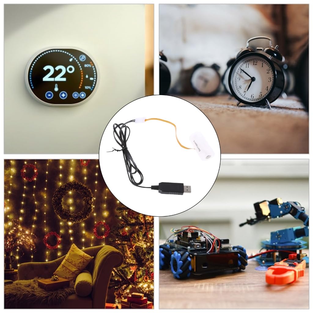 XAGMODSHN USB 5V to 6V Power Supply Converters Cable 4Pcs 1.5V LR20 D Battery Eliminators for Toy and LED Lights