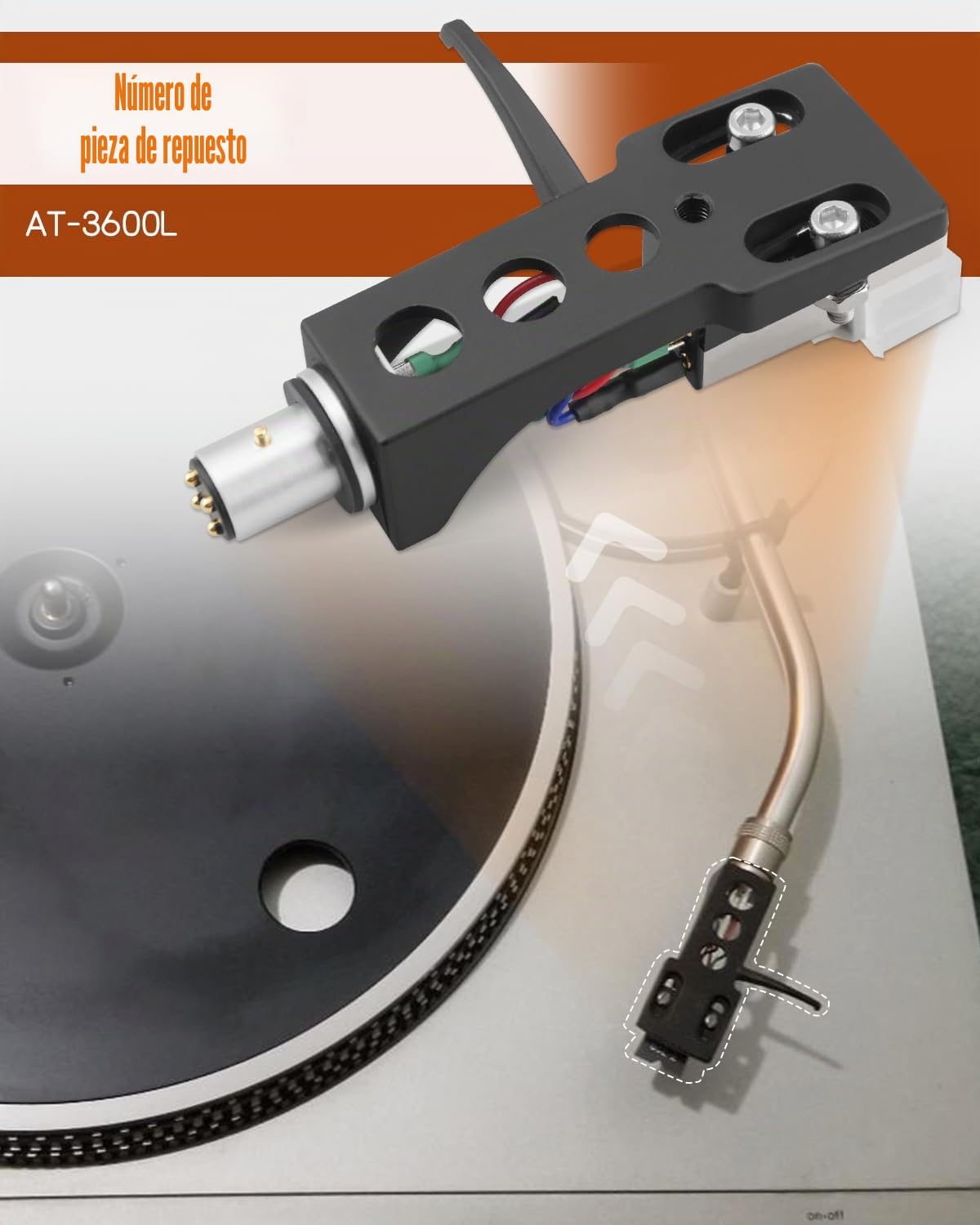 AT-3600L - Cartucho magnético negro para Technics SL D1, SL D1K, SL D2, SL D202, SL D205, SL D2K, SL D3, SL D303, SL D33, SL D3K, SL D5