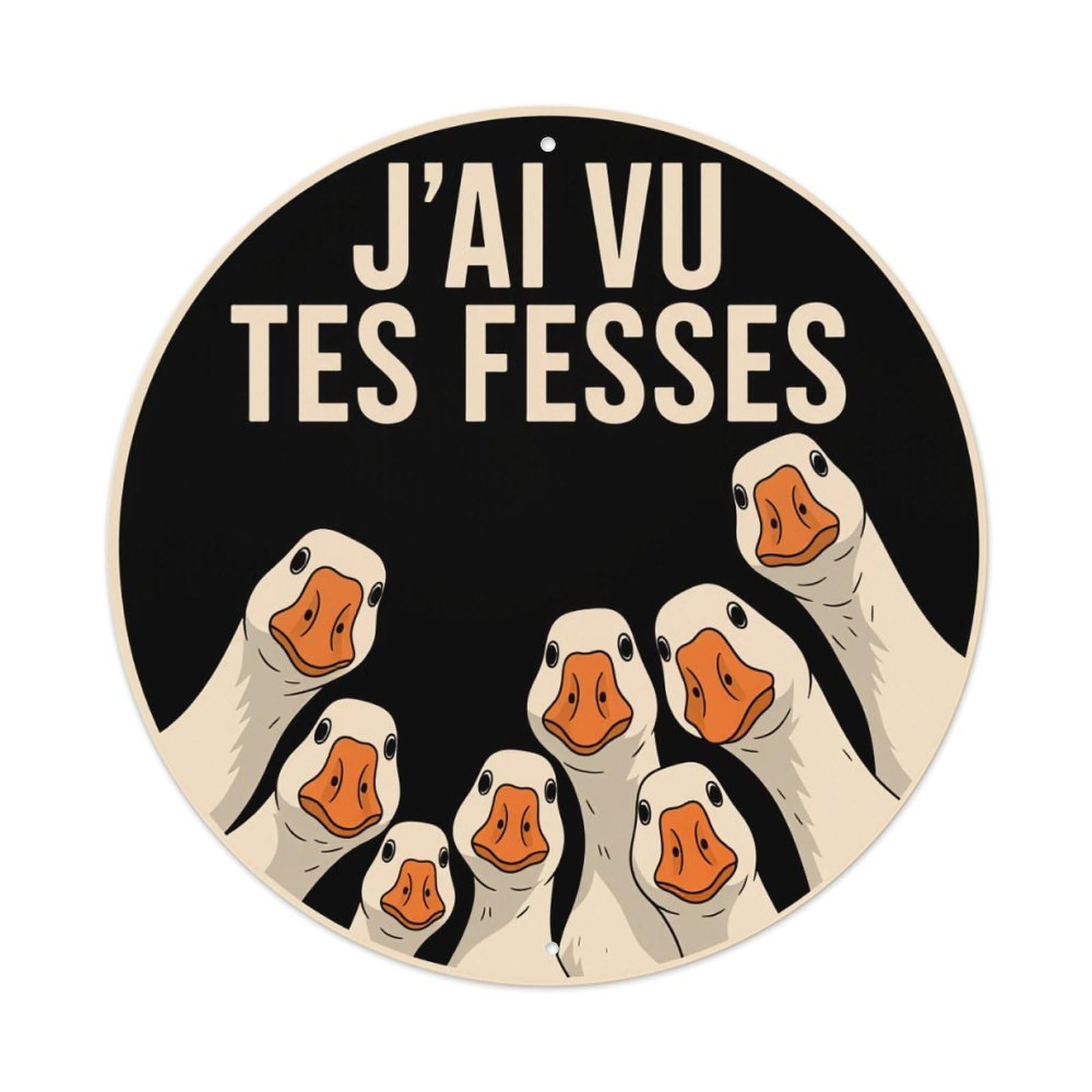 Ducks With Orange Beaks And Black Background Vintage Metal Tin Sign Retro Wall Decor for Home Bar Garage Cafe, Indoor & Outdoor Decorative，circle Metal Poster, 8x8 Inch
