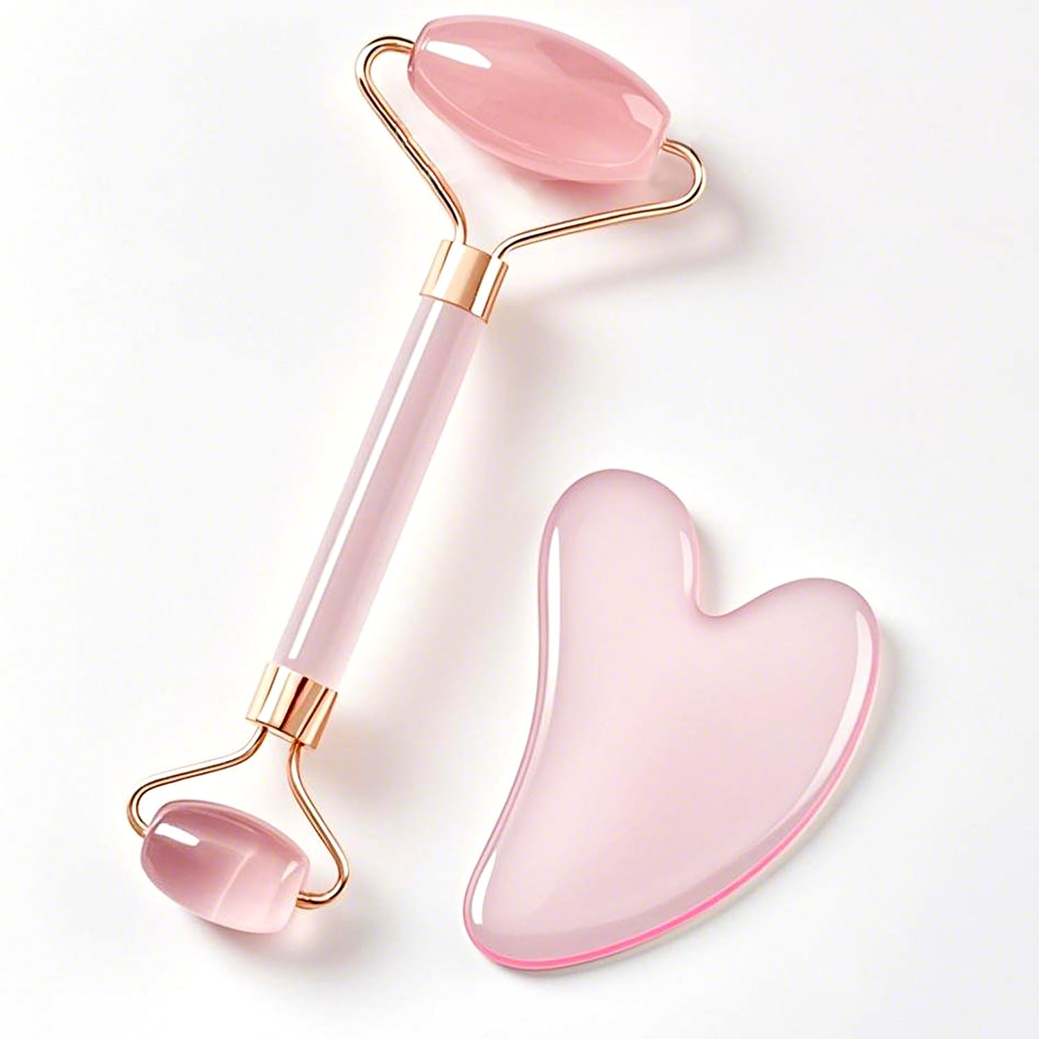 Gua Sha,Scraping Tools, Heart-Shaped Powder Crystal Roller Massage Board Set, Men's and Women's self-Care Gifts, Facial, Eye