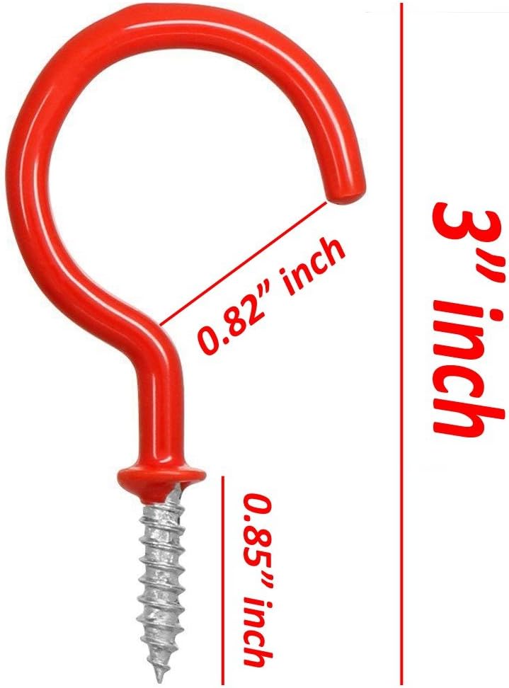 Wideskall® 60 Pieces 3" inch Steel Utility Mount Screw in Cup Hooks Hanger Assorted Color PVC Vinyl Coated