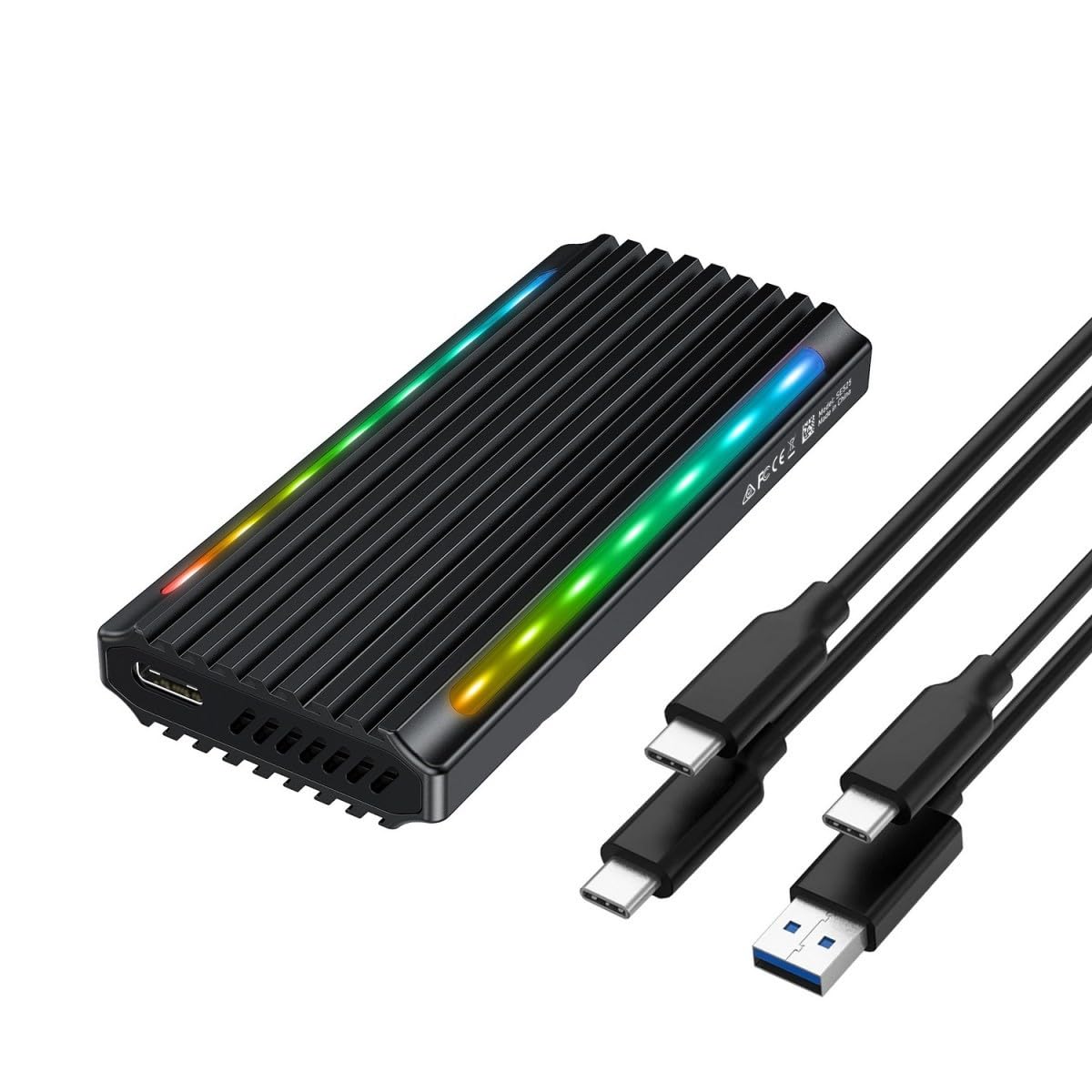 CARE CASE USB C Dual Protocol M2 NVMe SSD Enclosure, 10Gbps PCIe, M.2 NVMe NGFF SATA 5Gbps SSD Case with RGB LED Light (K)-image-28