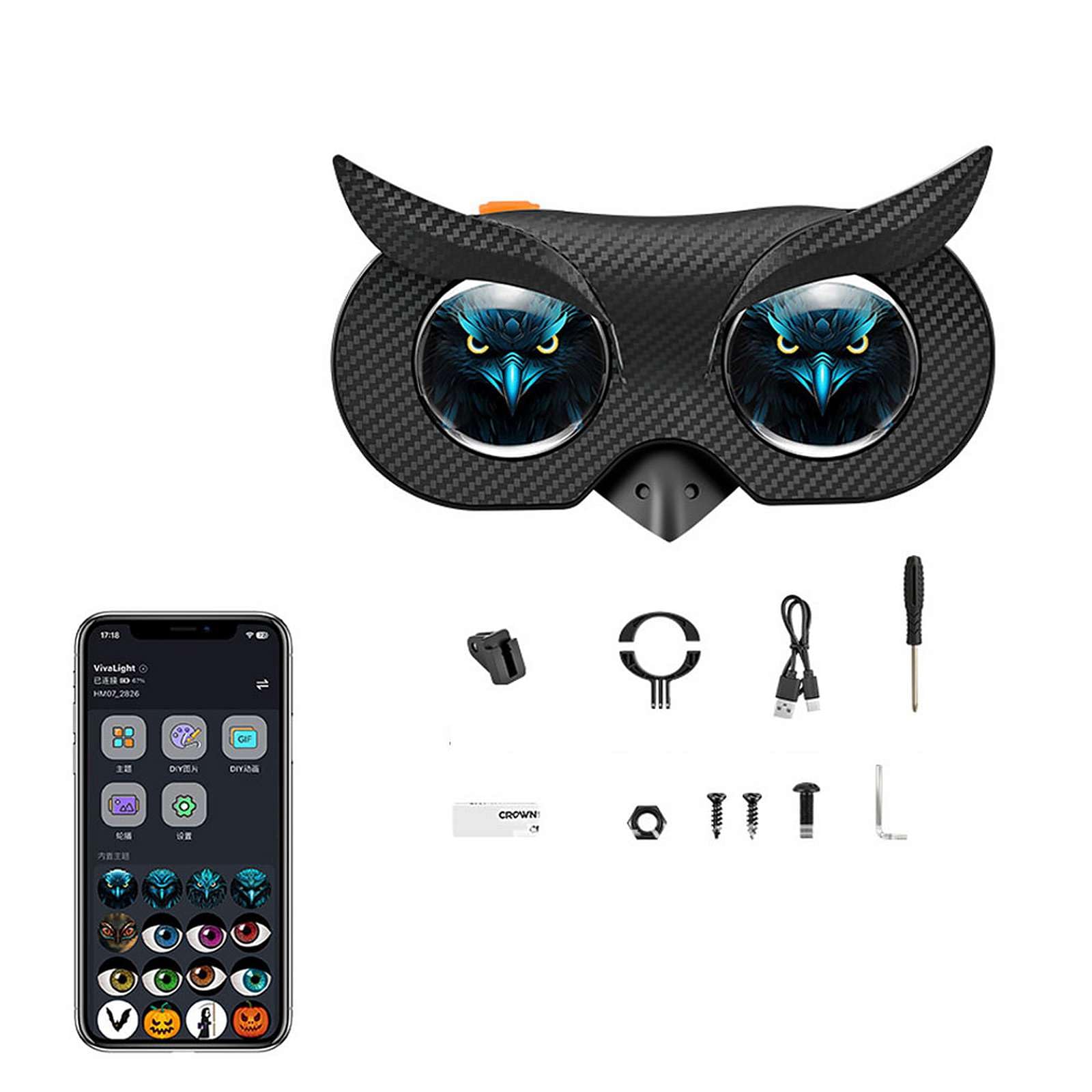 Demon Eyes Bike Tail Light, APP Control Programmable Rear Bike Light, USB Rechargeable LED Smart Devil Eye Cycling Lights for Bikes, Electric Scooter, Night Riding Safety