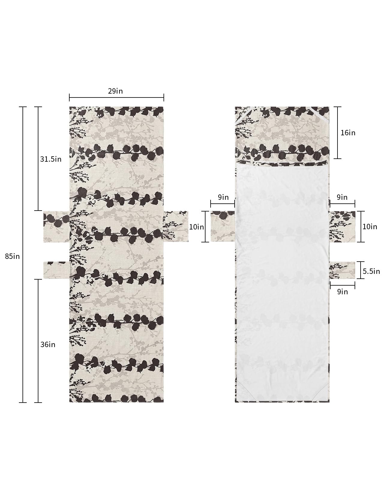 Black Grey Botanical Beach Lounge Chair Towel Cover, Soft Chaise Lounge Towel with Side Pockets Patio Pool Chairs Cover for Beach/Pool Sunbathing 29x85 Watercolor Modern Abstract Art Rustic