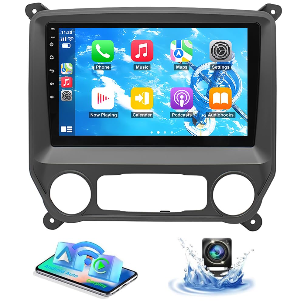 Surakey 10 inch Car Radio Stereo for Chevy Silverado GMC Sierra 2014-2018 with CarPlay Android Auto, 2+32G Android 13 Bluetooth,WiFi/FM/RDS Radio,SWC+Backup Camera