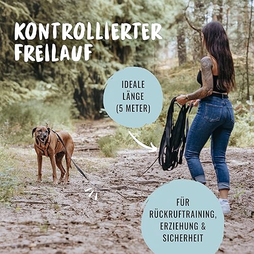 Rudelkönig Schleppleine 5m für Hunde - Robuste & wetterfeste Hundeleine für eine erfolgreiche Hundeerziehung - Mit Griffpolsterung