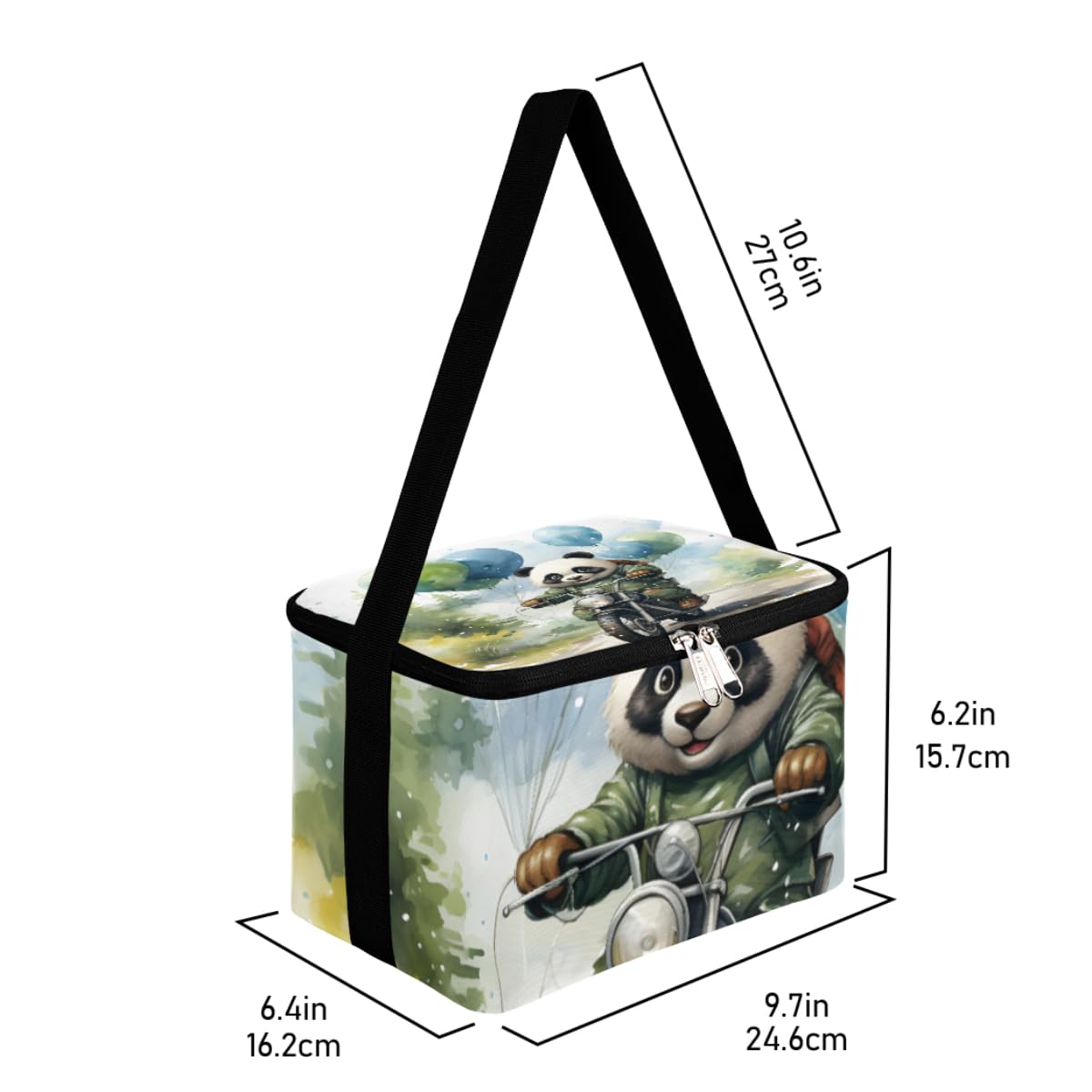 GzLeyigou Lunch Bags for Women Men 9 Cans,Panda On Motorcycle Hot & Cold Food Delivery Bag Insulated Grocery Bag Insulated Lunch Box Panda Cooler Bag for Office Work Picnic Beach