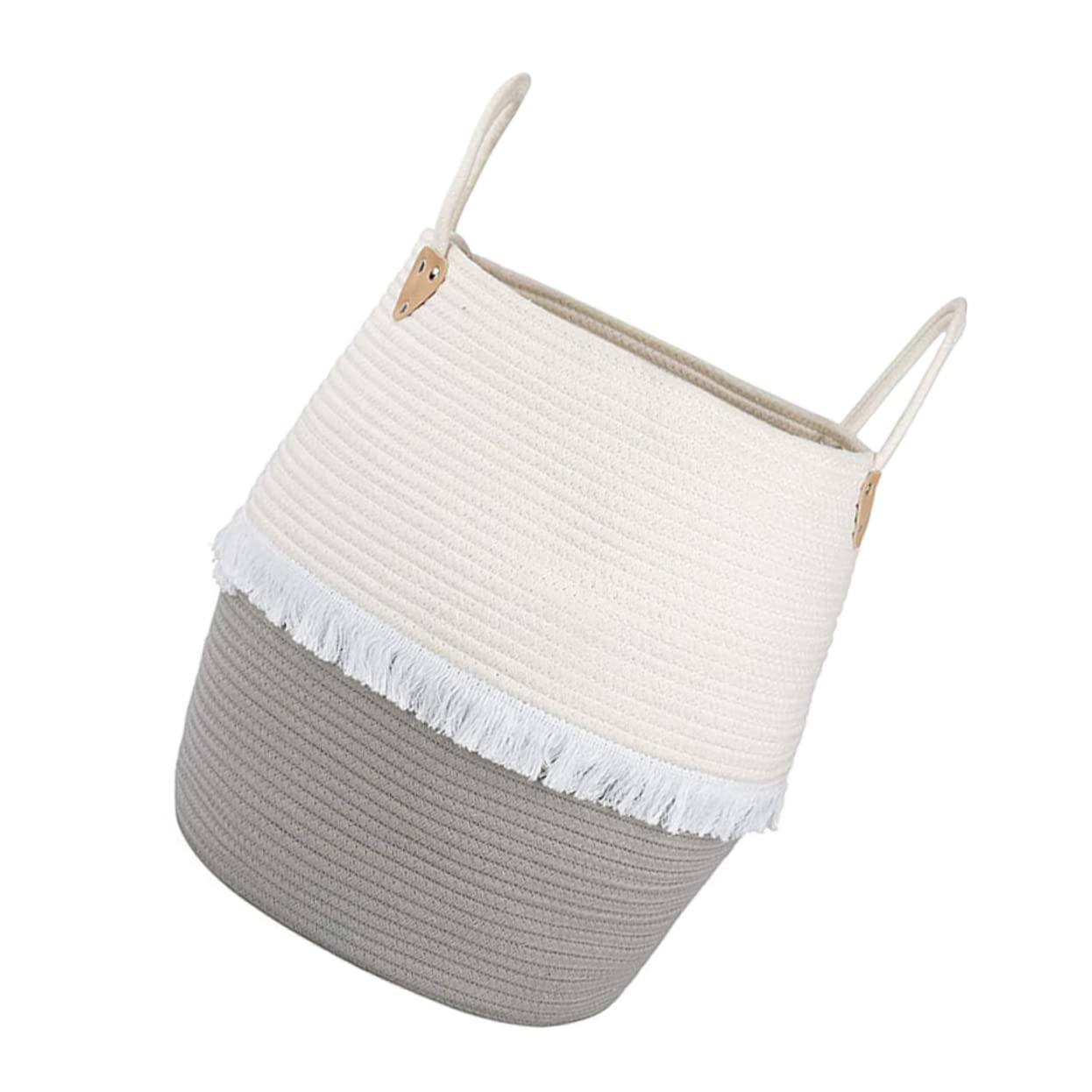 Panier à linge tissé à la main gris Cabilock : rangement maison et salle de bain