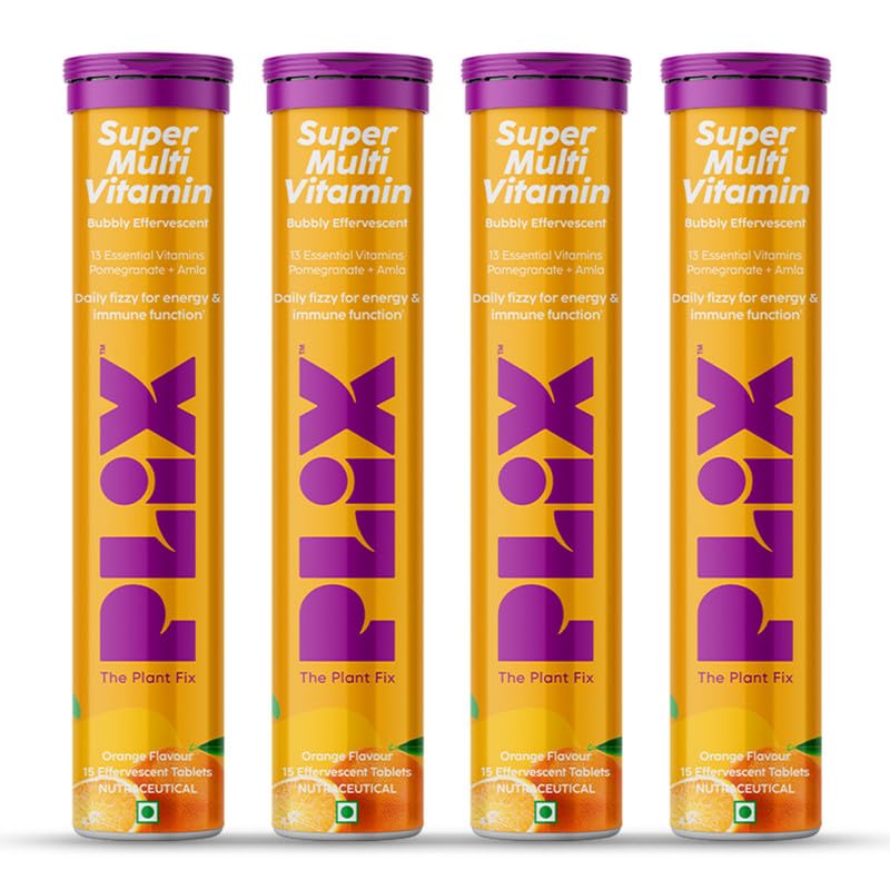 PLIX - THE PLANT FIX Multivitamin 15 Effervescent Tablets (Pack of 4, Orange) for Daily Nutrition | Strengthens Immune System, Energy, Enhanced Performance & Stamina, 100% RDA (B0C7KQY54P) Amazon Price History, Amazon Price Tracker