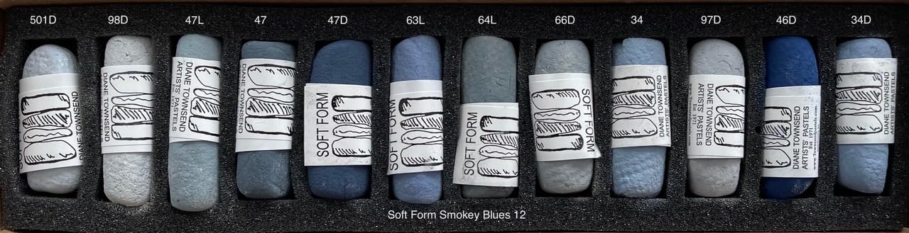 FineArtStore Diane Townsend Handmade Soft Pastel Sets - Smokey Blues Set of 12 Pastels