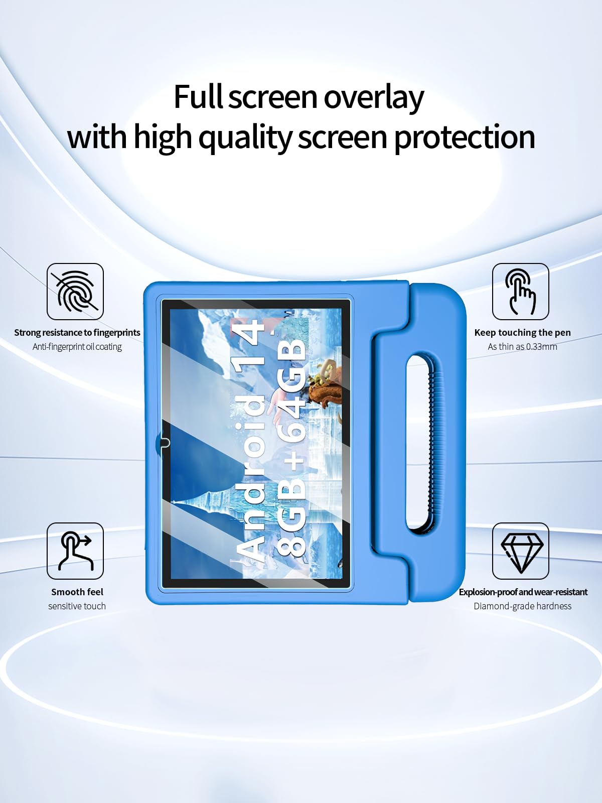 Protector de pantalla para tablet ITDULCET J10 Plus para niños, tableta Android 14 de 10 pulgadas para niños, dureza 9H antiarañazos, sensible al tacto, bordes redondeados 2.5D, sin burbujas, fácil de 2