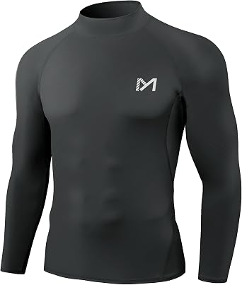 MEETYOO Mens Compression Long Sleeve Shirt Moisture Wicking for Gym