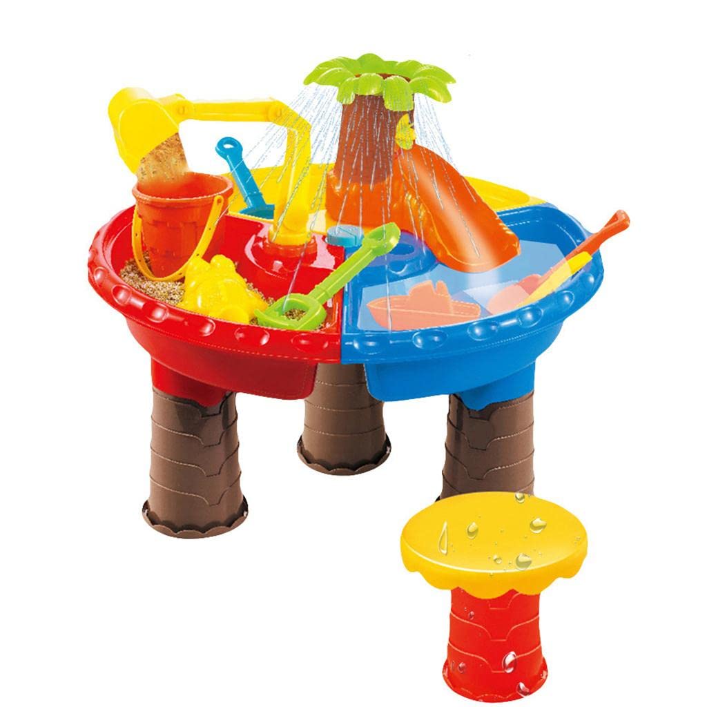 Kinderspielzeug Sand Wasser Tisch Set Lern Tisch 2 in 1 Spieltisch Sandkasten Wasserspieltisch Eimer Schaufel Leicht Tragbar für Kinder Ab 3 Jahren Fü, 45x35cm