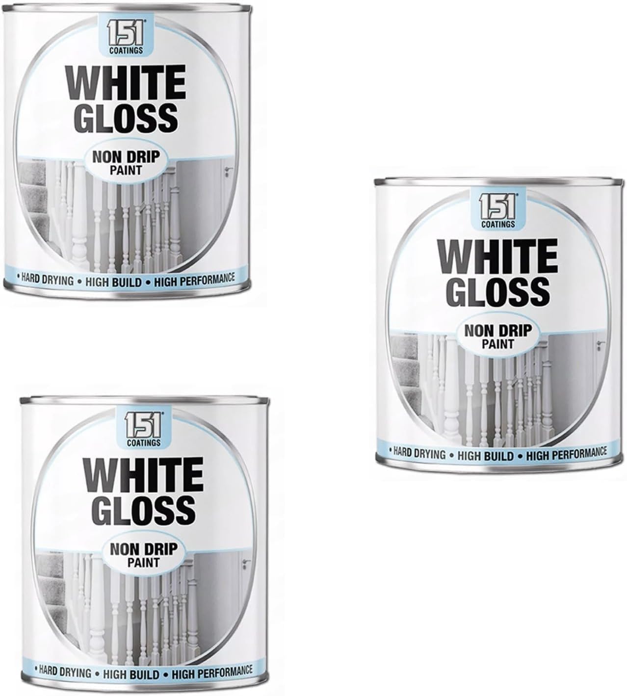 GSV Essentials White Gloss Non-Drip Paint Tin, Quick-Drying Formula, Durable, Non Yellowing, Low Odour Suitable for Wood, Metal, And Plaster, 300ml (3 Pcs)