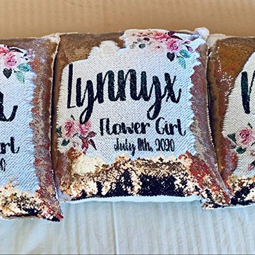 Personalized Flower Girl Proposal Sequin Pillow