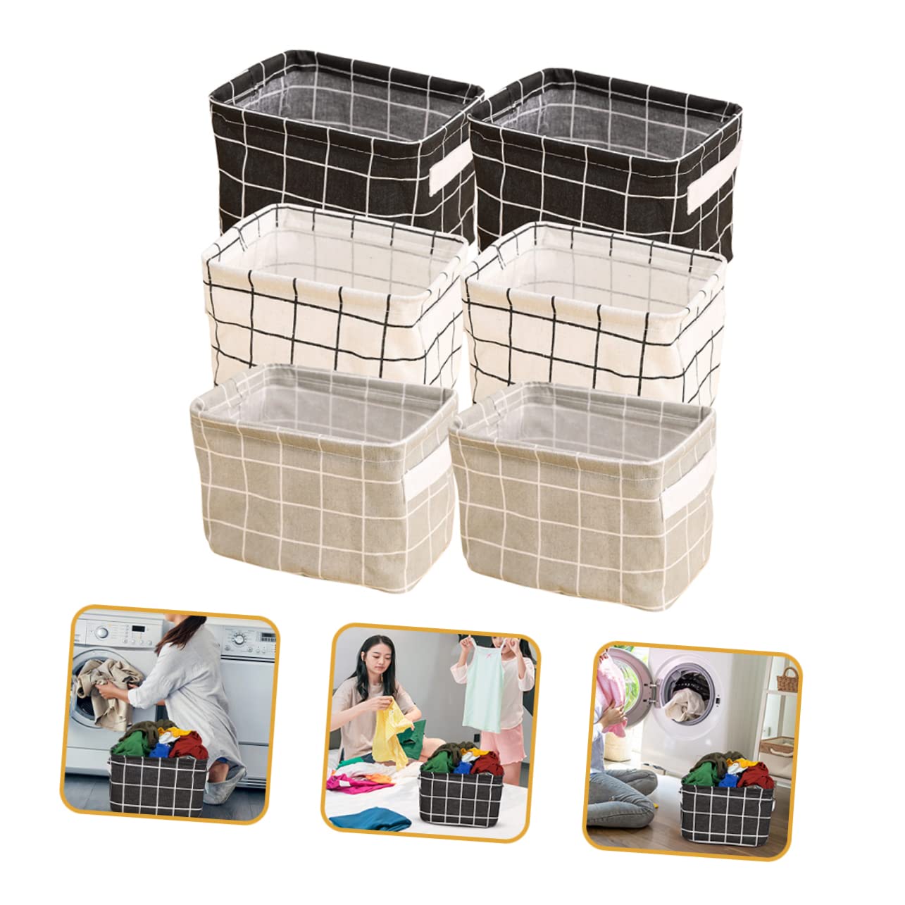 TOYANDONA Cesta de Algodón Cuadrada de Mesa, 6 Unidades, Plegable | Tela Suave, Estilo Nórdico, Patrón Delicado, para Almacenamiento Diario y Cesta Festiva