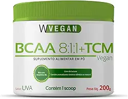WVEGAN BCAA + TCM 200g Sabor Uva - Aminoácido MCT - Pré-Treino - Suplemento Alimentar Em Pó - Vegano, Sem Glúten e Sem Lactose