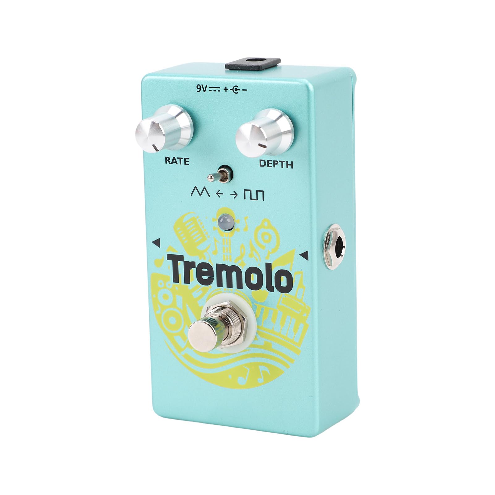 Sxhlseller Pedal de Trémolo Control de Forma de Onda Vintage para Guitarra Eléctrica, Modulación de Fase de Interruptor LFO, Bypass Verdadero para Guitarristas, Aleación de Zinc Verde 2,4 X 1,3 X 4,