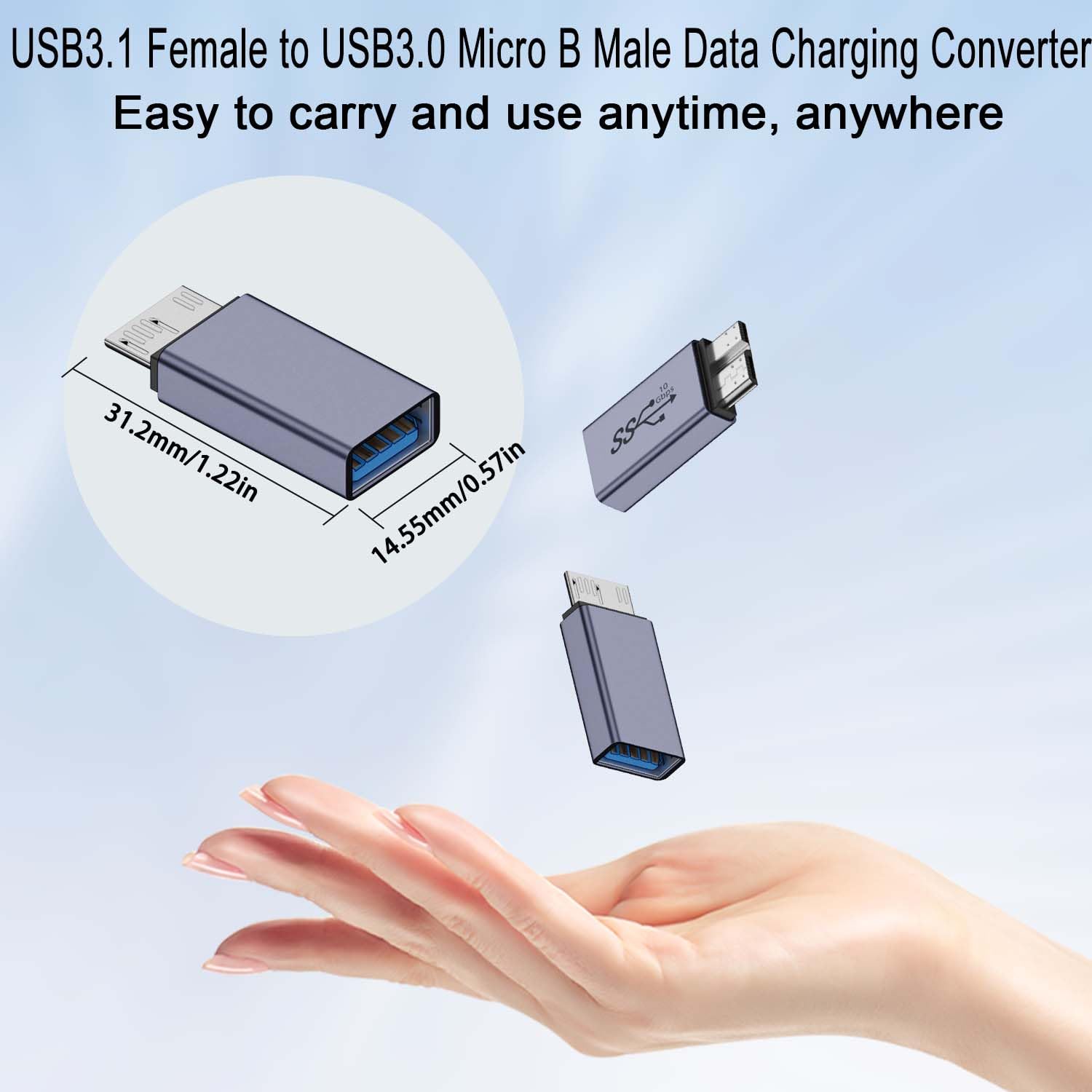 Duttek Adaptador De Carga De Datos USB Micro B A USB A – 10 Gbps USB A