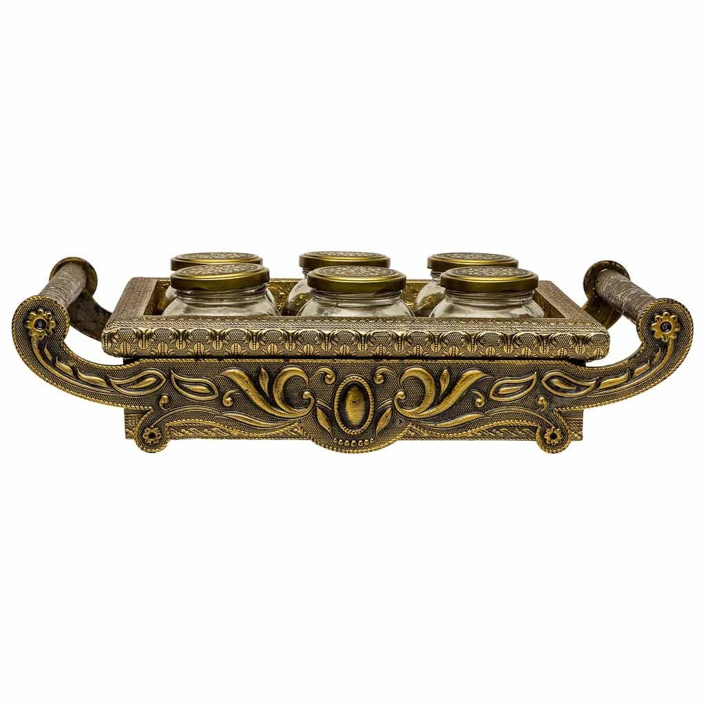 WANDERLUST DECO Bandeja de Metal repujado Color cobre 46x26x7