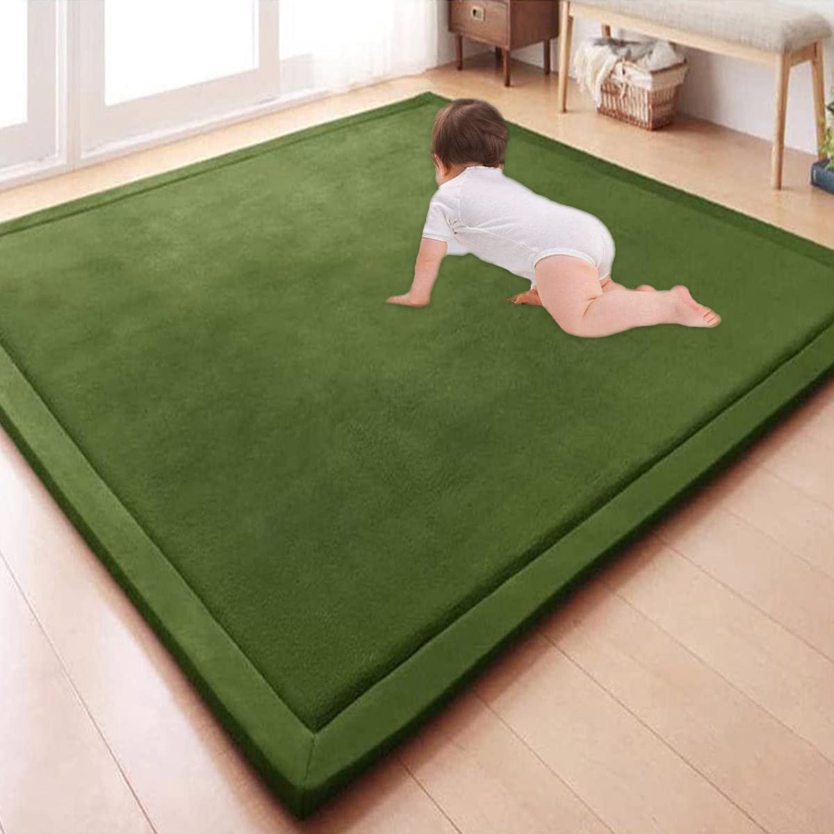 Alfombra grande de terciopelo coral suave, tapete de gateo para guardería, bebé y niños, alfombra gruesa y esponjosa, tapete de yoga antideslizante, 200 cm, 300 cm, 400 cm, opcional