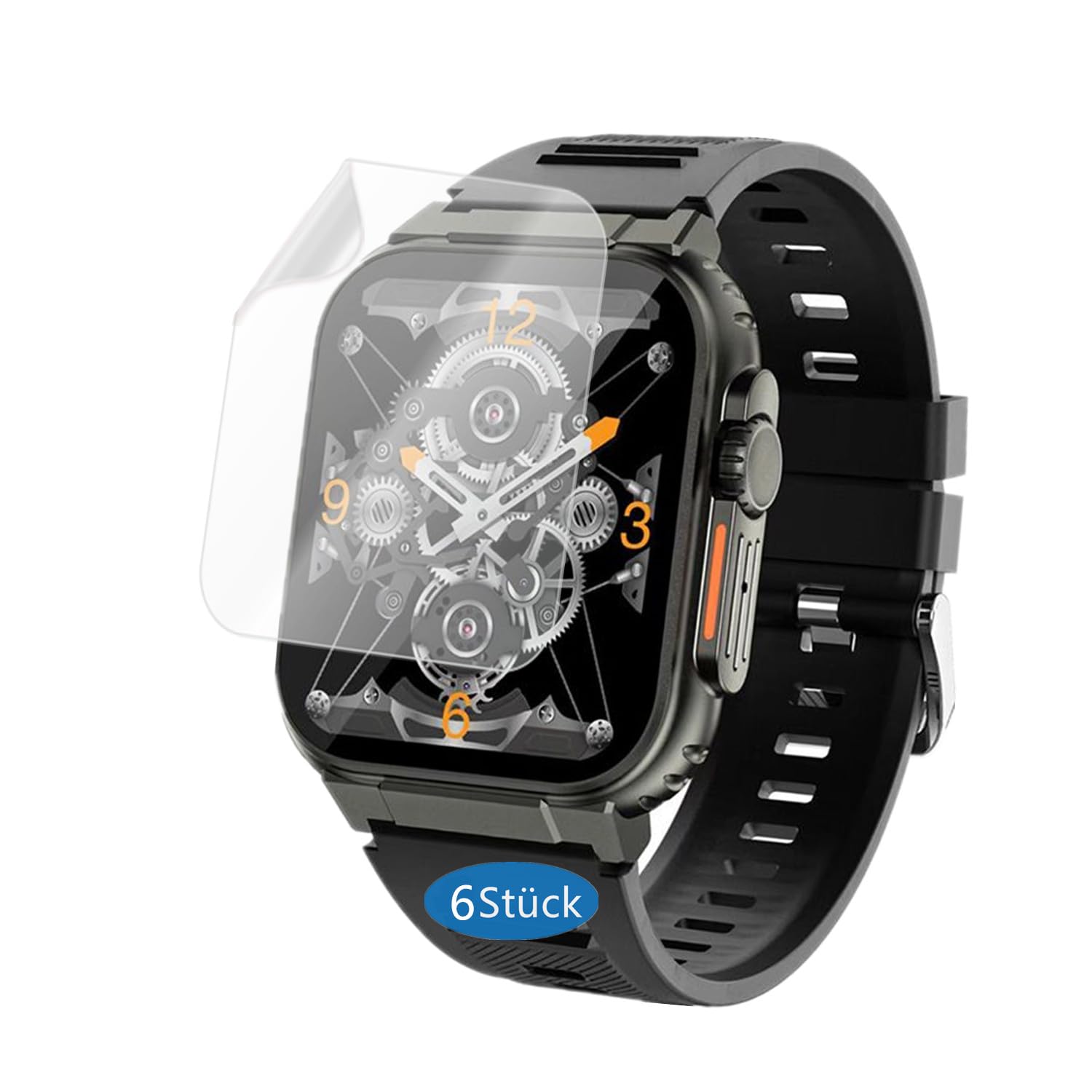 Frgnie Screen Protector Compatible with UHOOFIT/FILIEKEU/DigiKuber Smartwatch, Pack of 6, HD Flexible PET Screen Protector, for A70 1.96 Inch Smart Watch Film