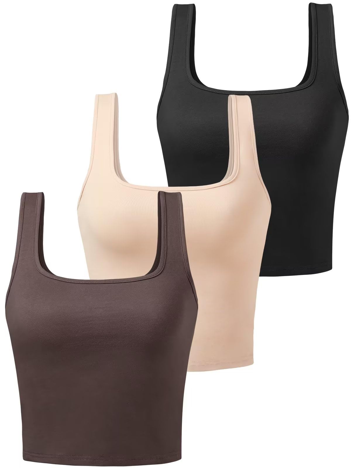 3 Pack Women's Cotton Sleeveless Crop Tank Workout Yoga Tops