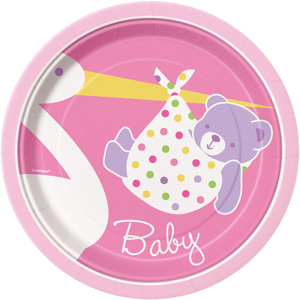 Pink Stork Girl Baby Shower 7-Inch Pink 47194