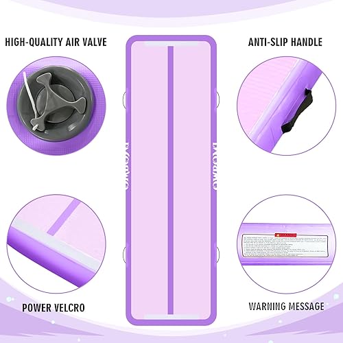 Miniatura 10 de OWROMI Colchoneta inflable de gimnasia con 48 pulgadas de grosor, tapete inflable para entrenamiento en el hogar, animadoras, yoga, ejercicios
