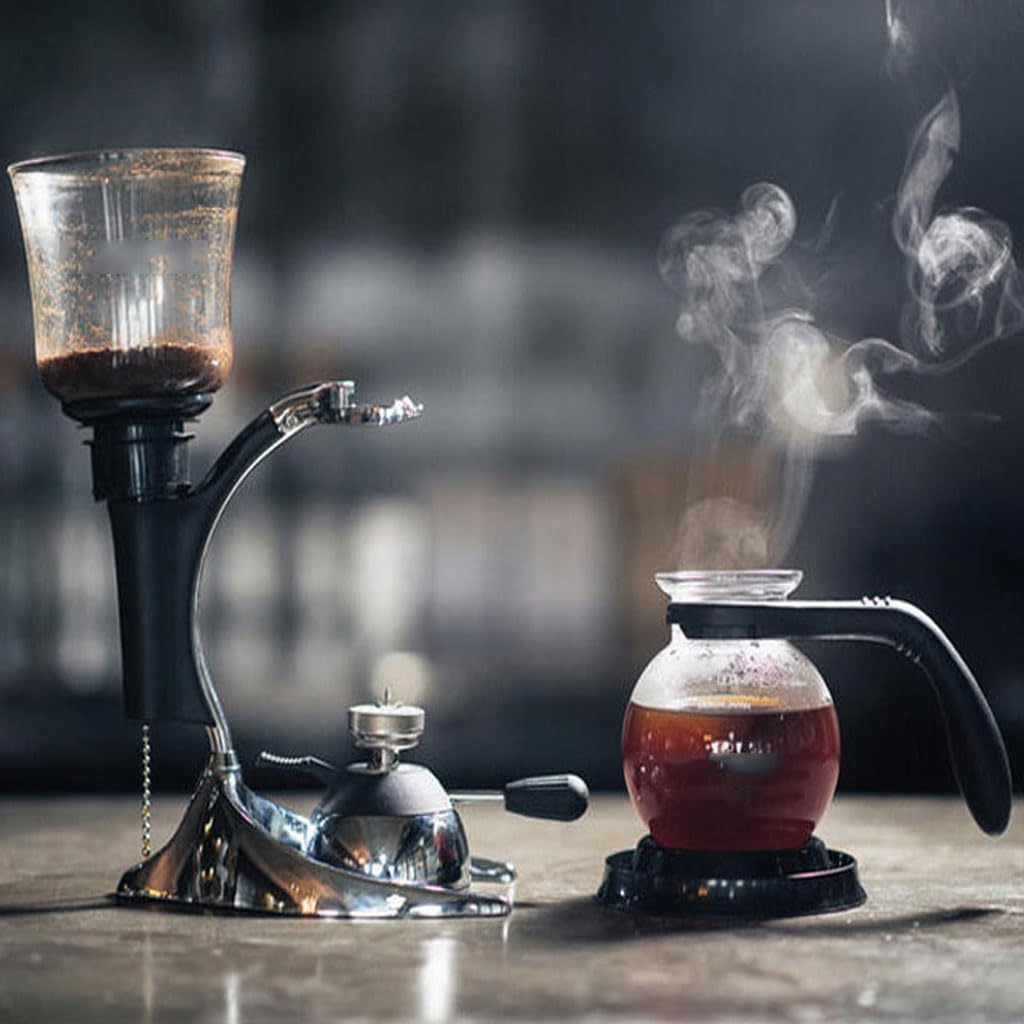 ASSICON Expresso en Aluminium Cafetière à Siphon pour Bureau de Restaurant à Domicile, Machine à thé Chaud pour brasseur de café sous Vide Convient à la Plupart Cafetière sur cuisinière